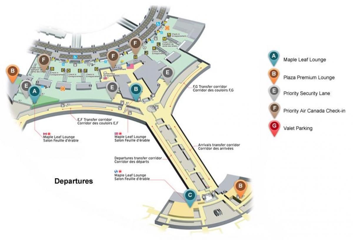 Карта Торонто Пиърсън елиминации терминала на летище