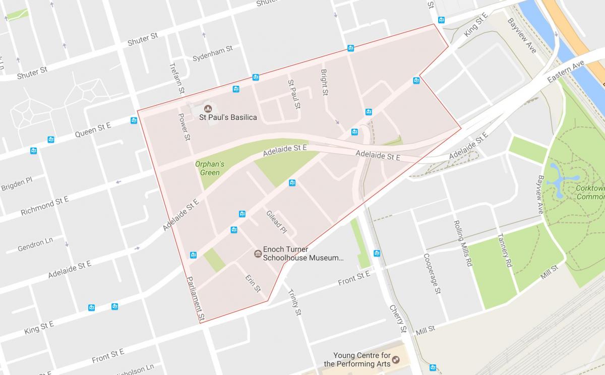 Карта на корктаун квартал на Торонто