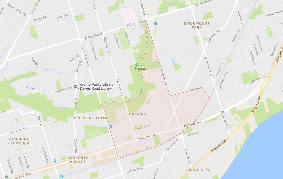 Картата Окридж квартал на Торонто