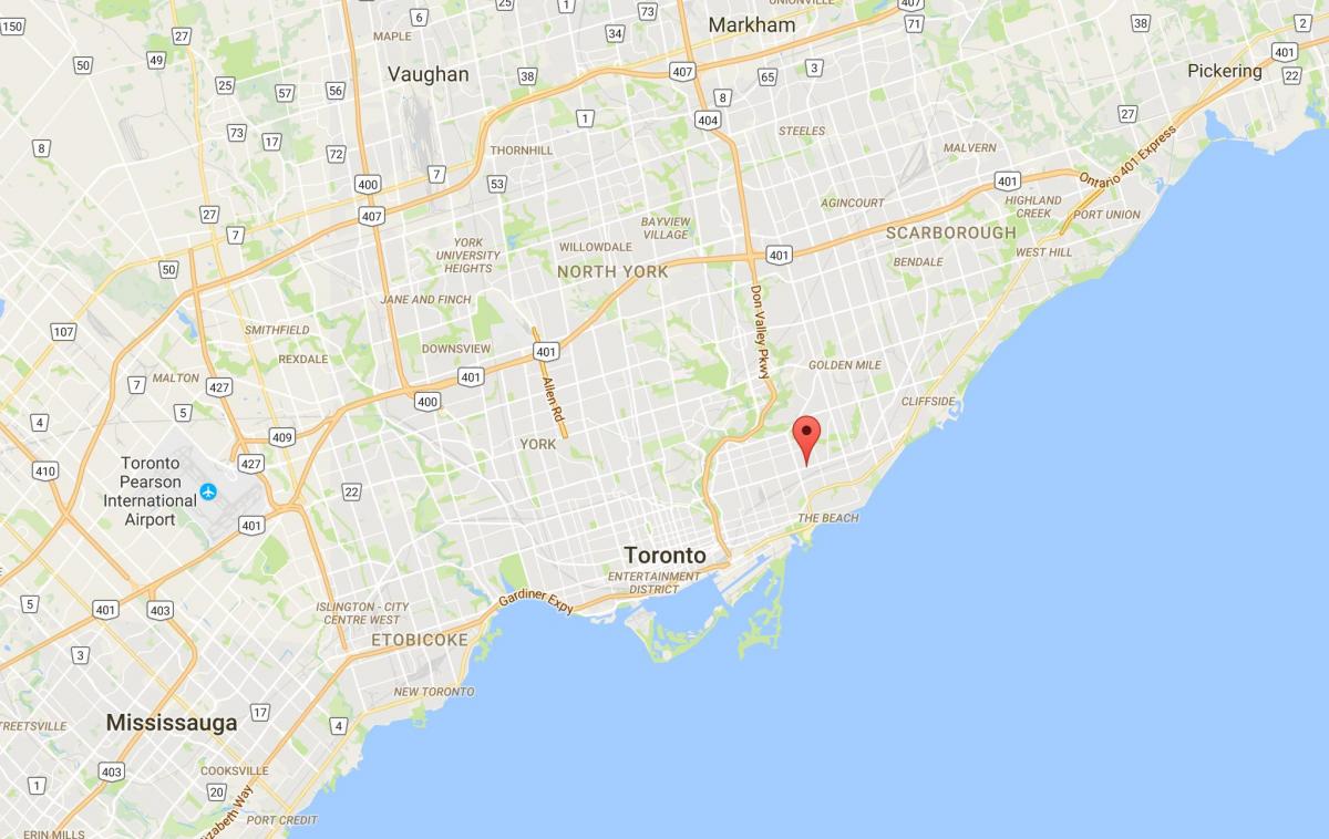 Карта на Източна Danforth район на Торонто