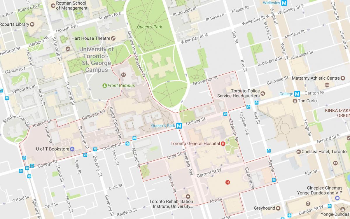 Карта на открития район квартал на Торонто