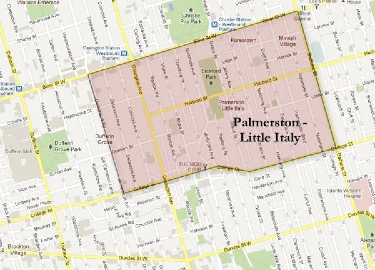 Карта на Палмерстон малката Италия Торонто