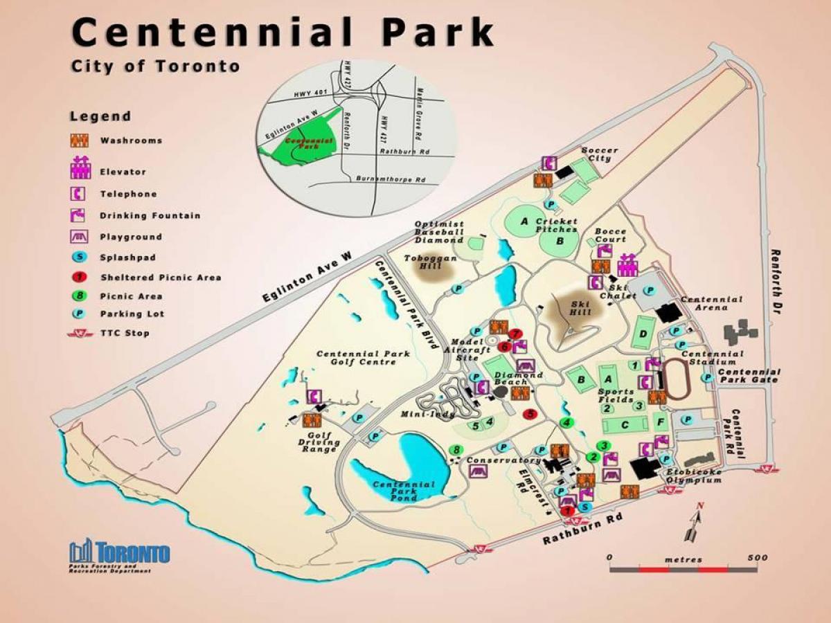 Карта Парк centennial Растителни Торонто