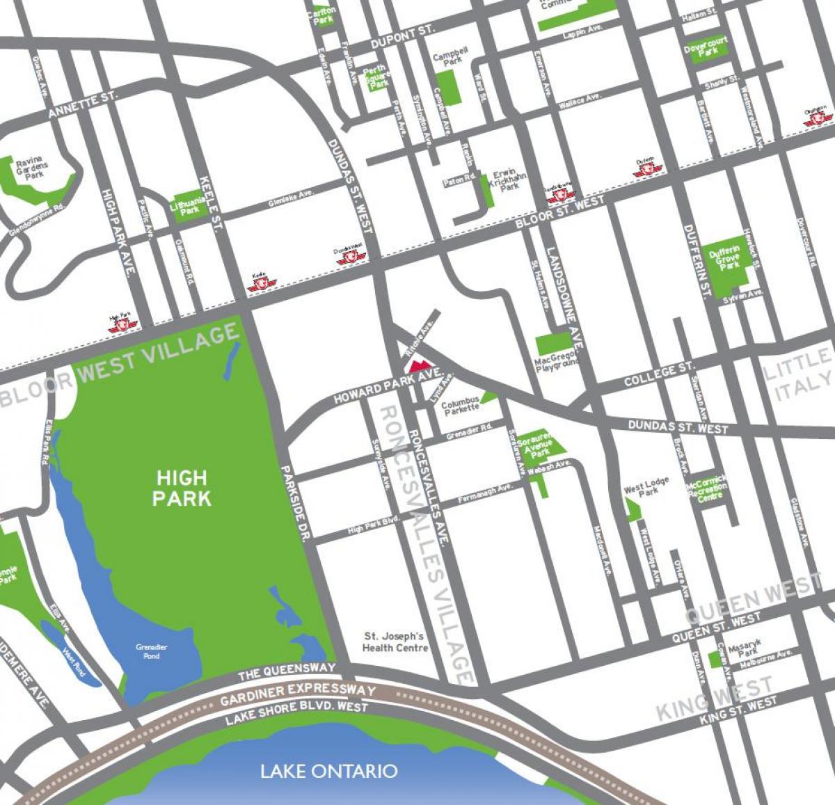 Карта на парка високи преглед на Торонто 