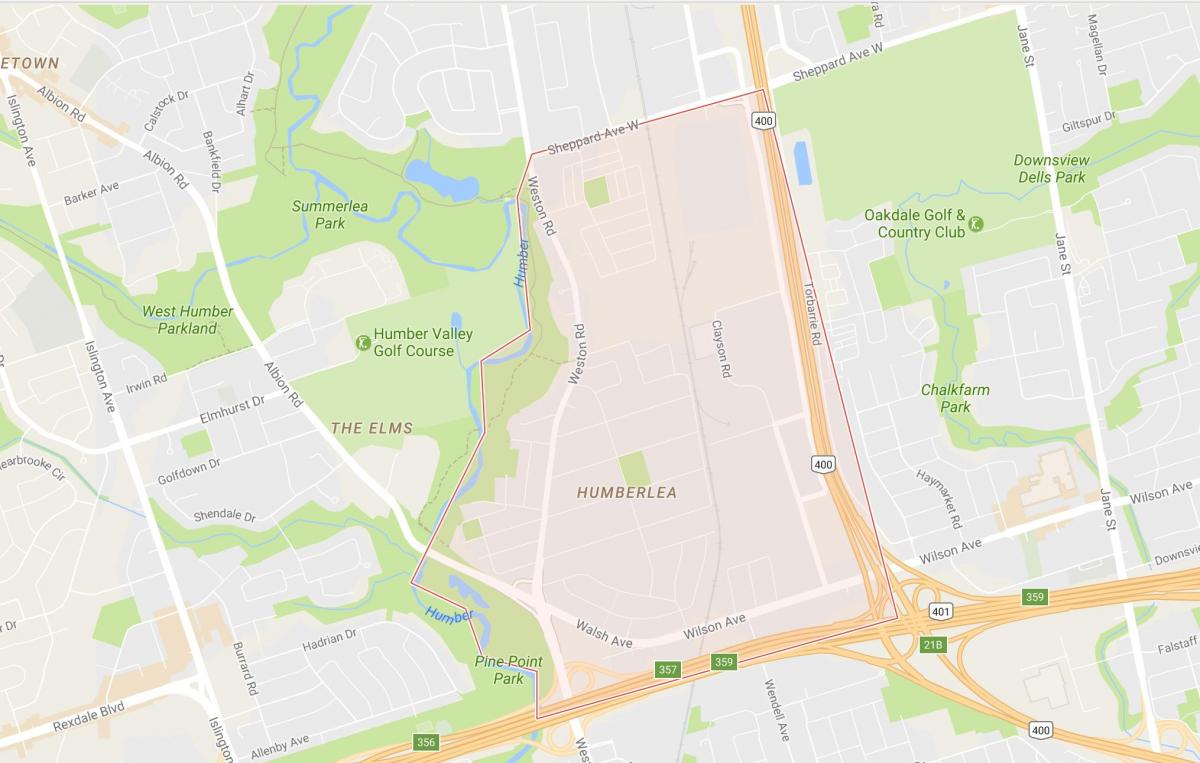 Карта Пелмо Парк – Humberlea квартал на Торонто