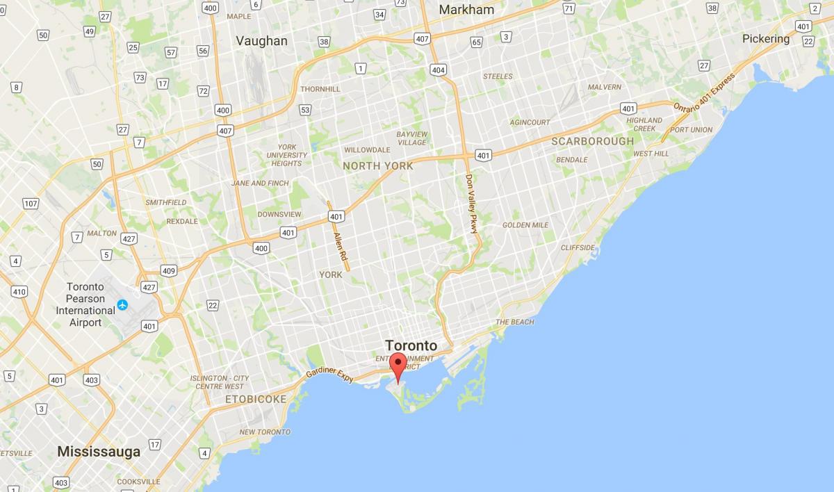 Карта на района на Торонто, област острови Торонто