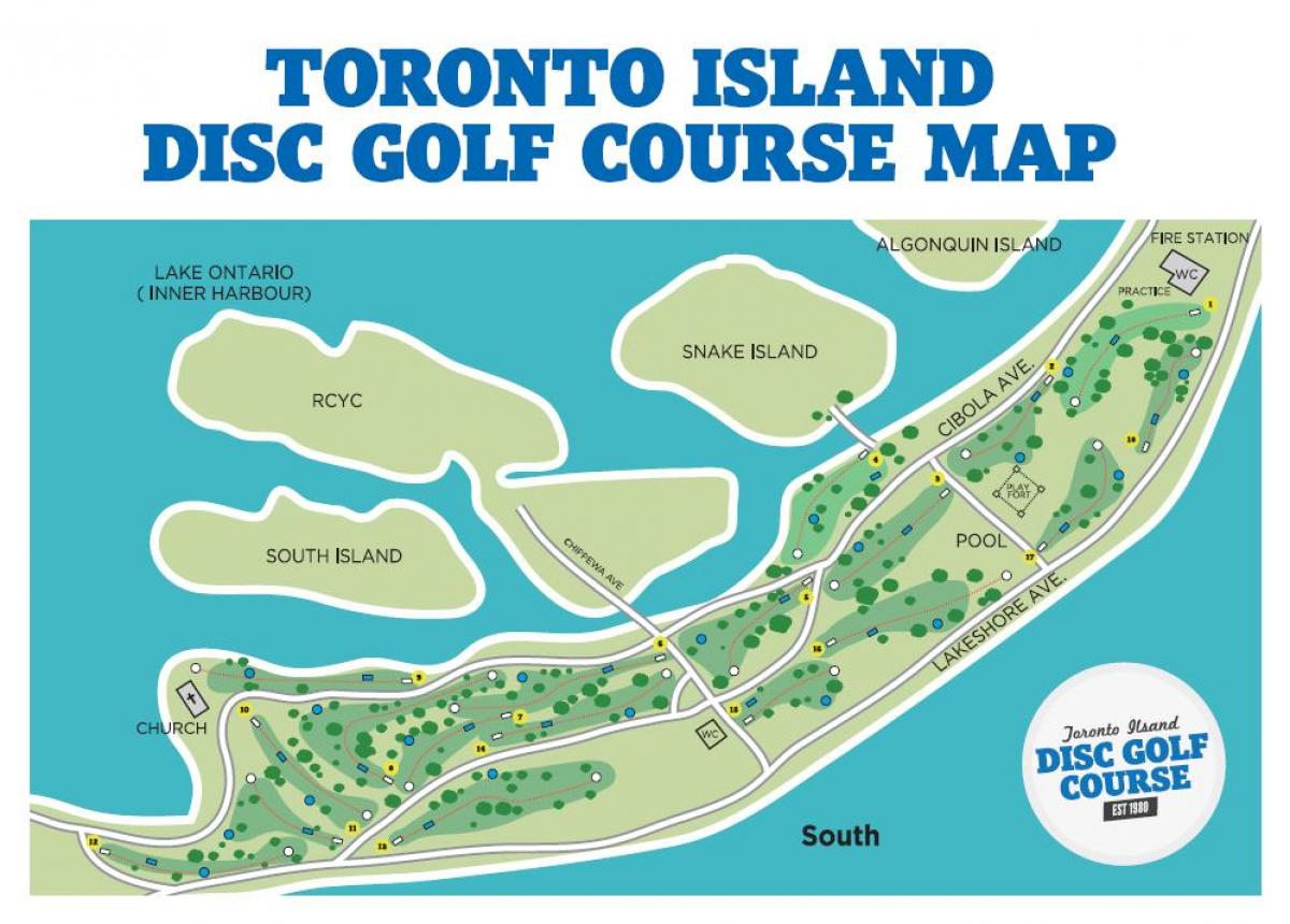 Карта Торонто голф игрища на острова Торонто