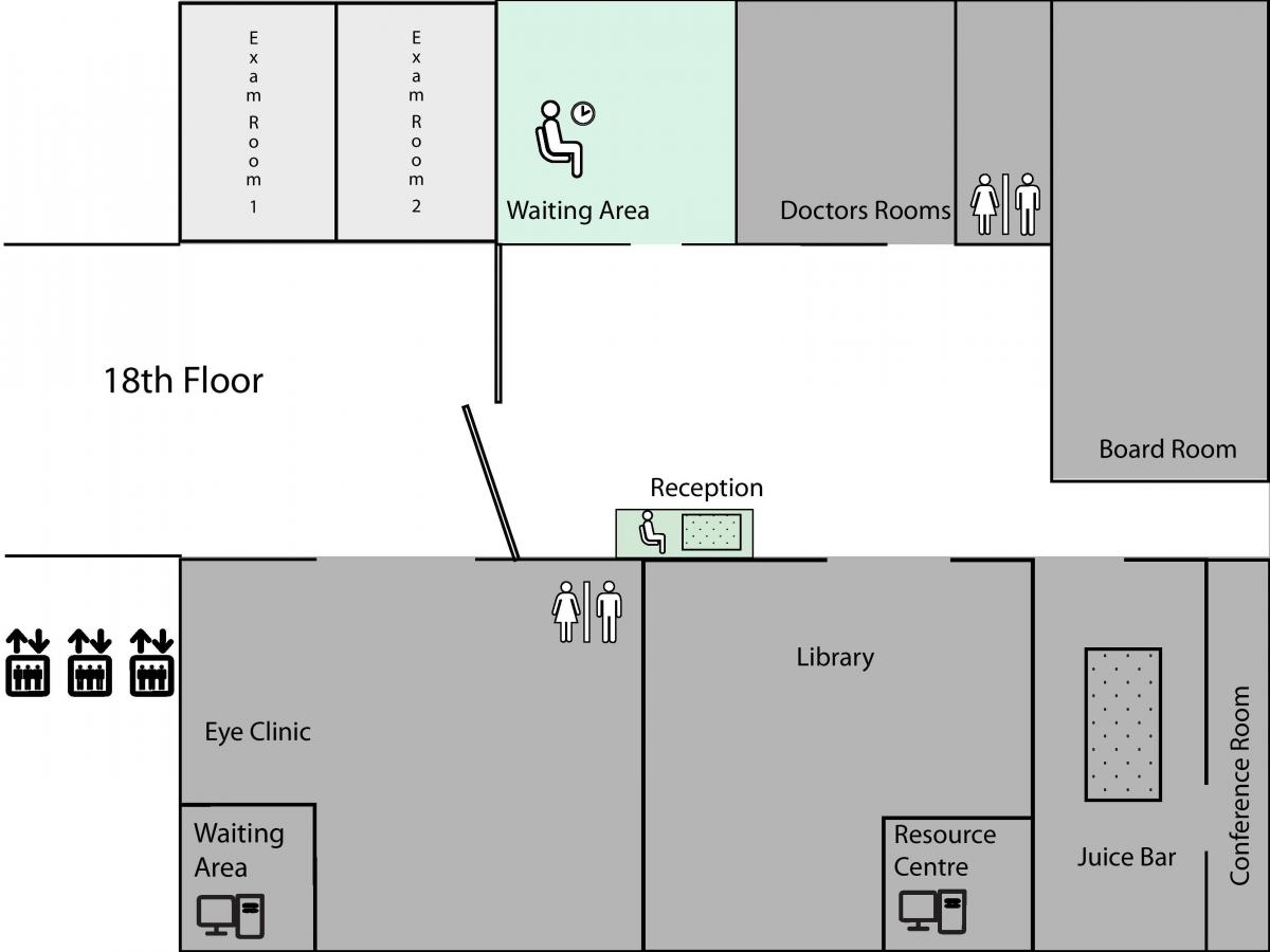 Карта на Принцеса Маргарет онкологичен Център 8-ия етаж Торонто 
