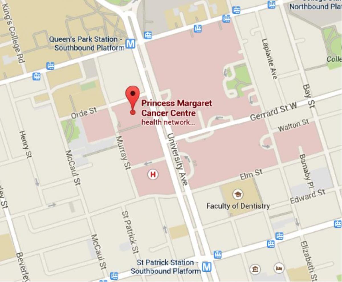 Карта на Принцеса Маргарет онкологичен Център в Торонто