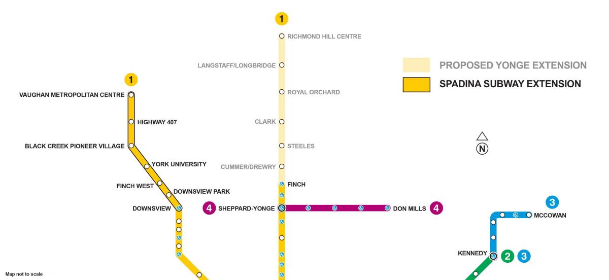 Карта Торонто разширение на метрото 