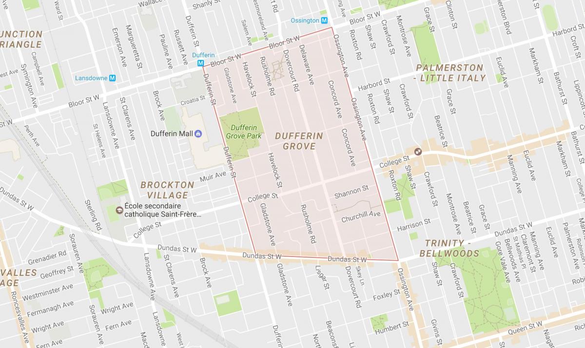 Карта Дафферин Grove квартал на Торонто