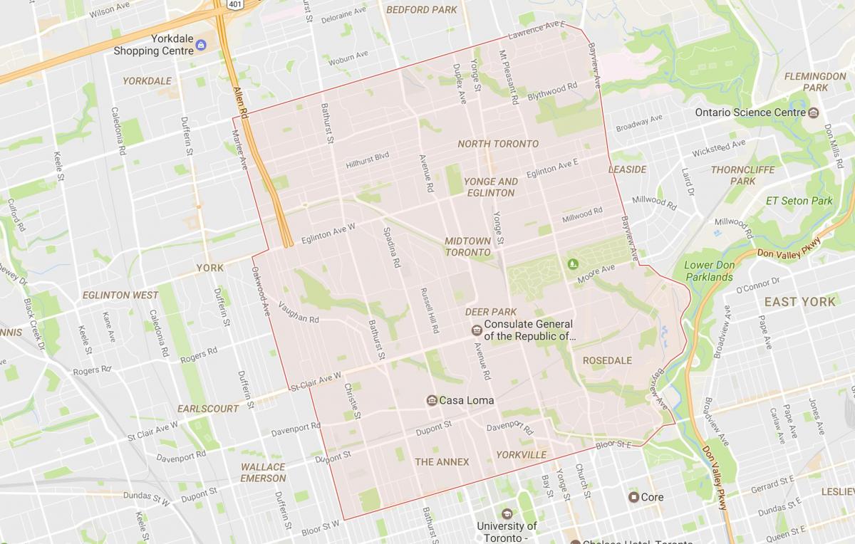 Карта на кварталите Мидтауне Торонто