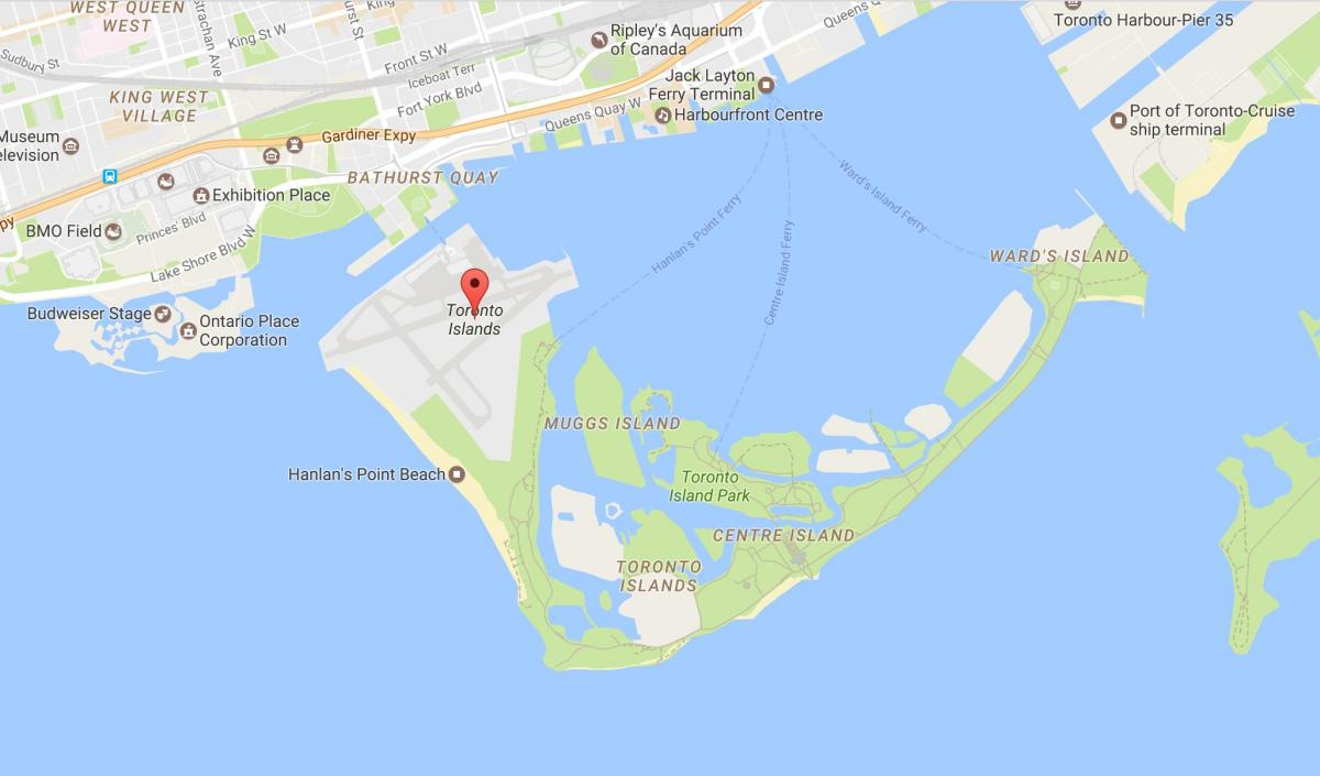 Карта на кварталите на Торонто район на остров Торонто