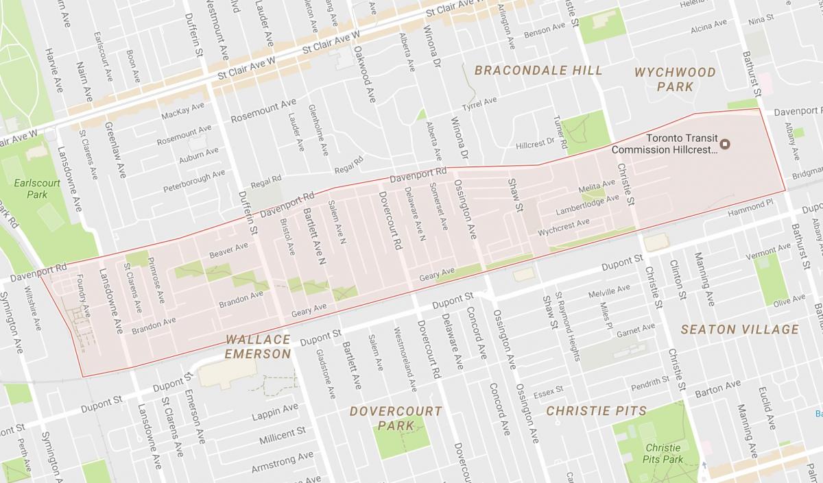 Карта на кварталите Дейвънпорт Торонто