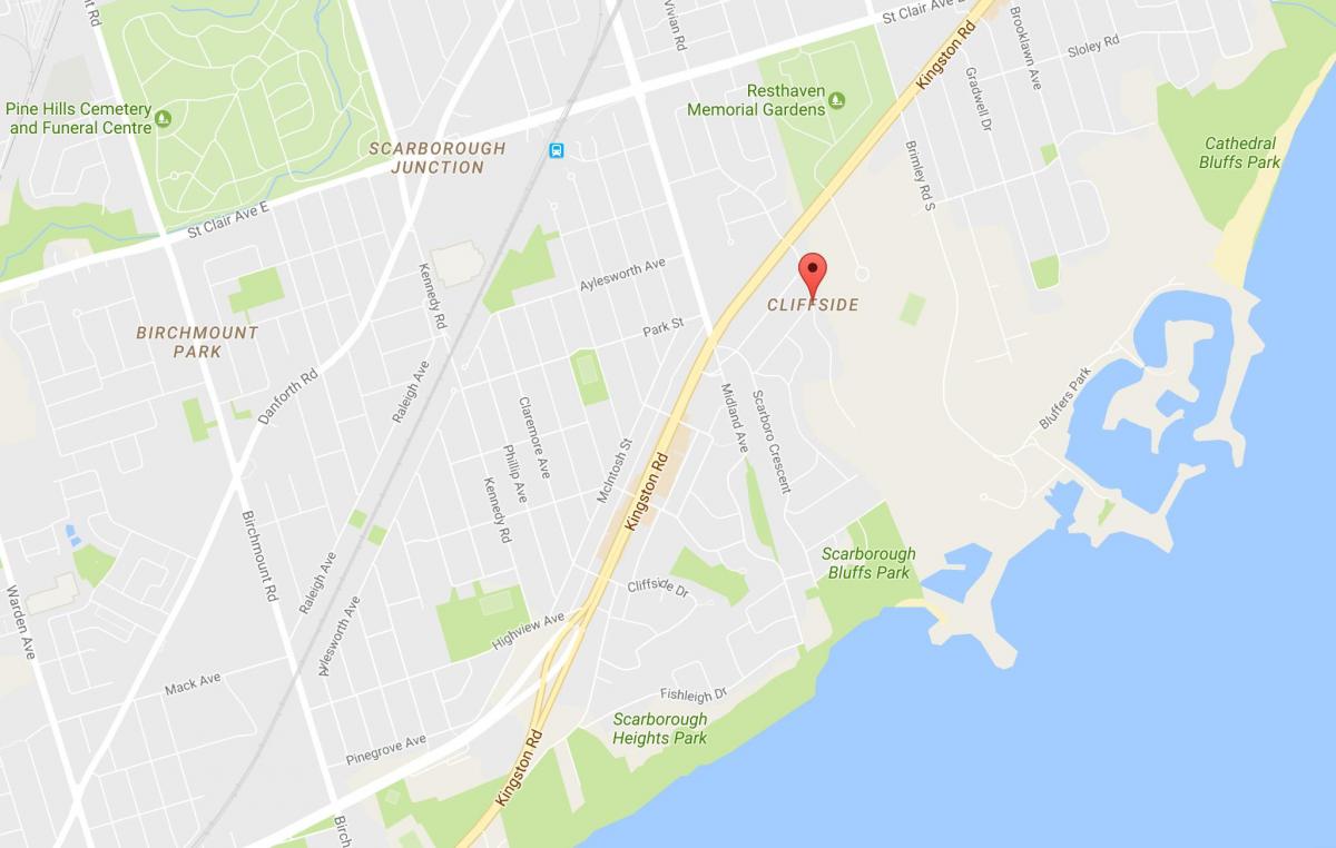 Карта на кварталите Клиффсайд-Торонто