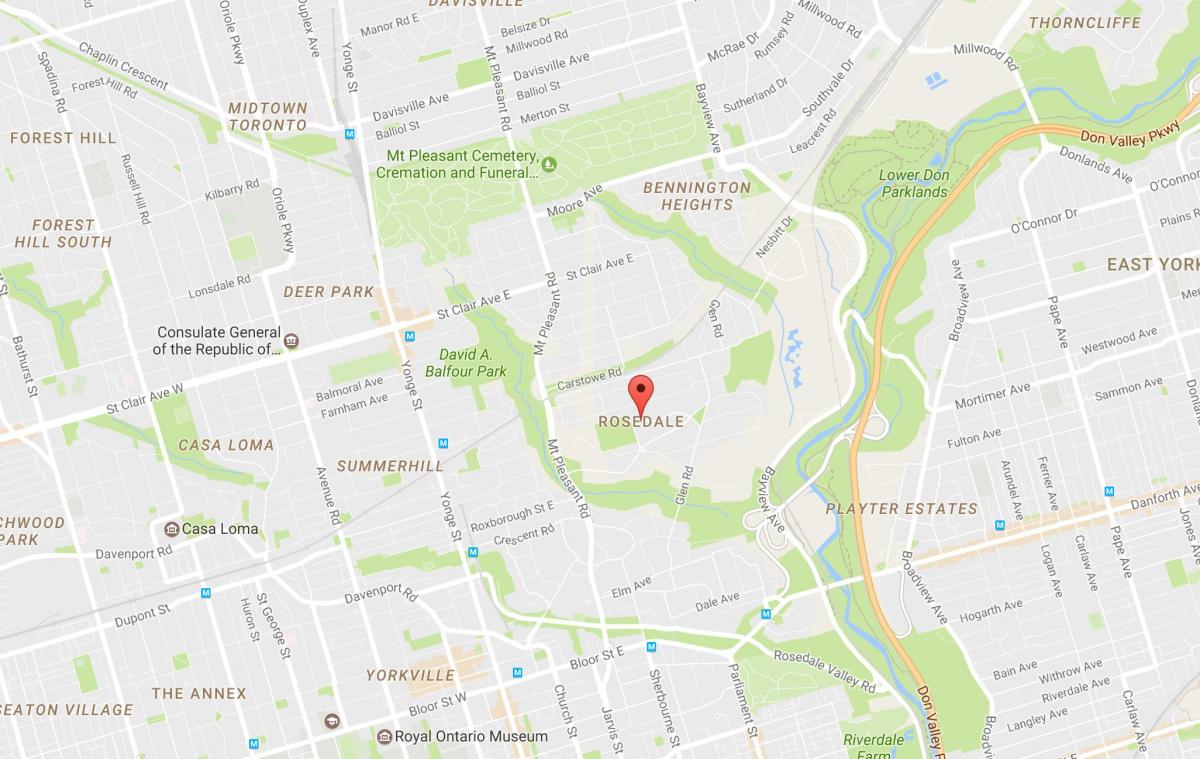 Карта на кварталите на Торонто Роуздейл