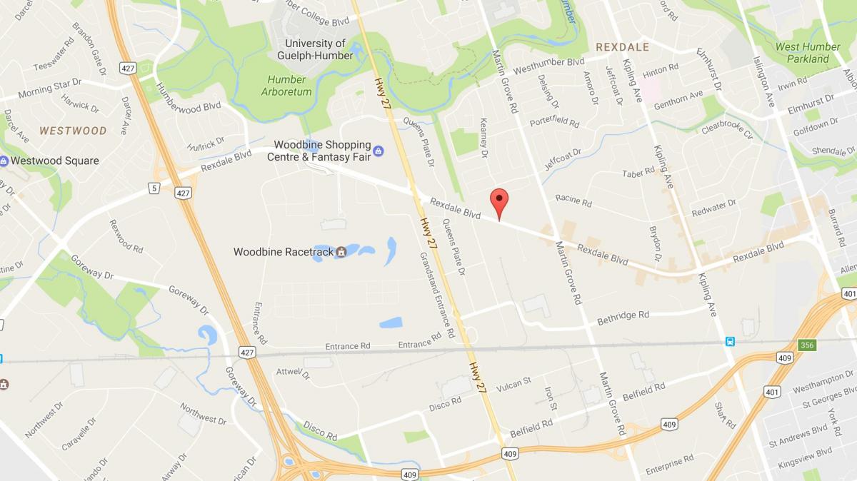 Карта Рексдэйле булевард Торонто