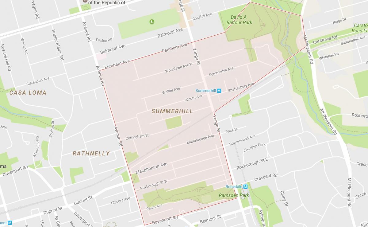 Карта Саммерхилл район на Торонто