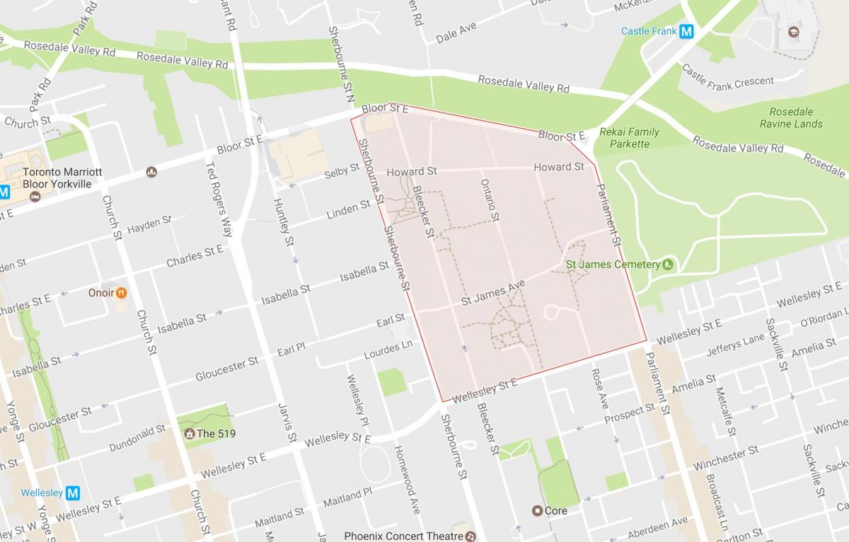 Картата Сейнт Джеймс район на град Торонто