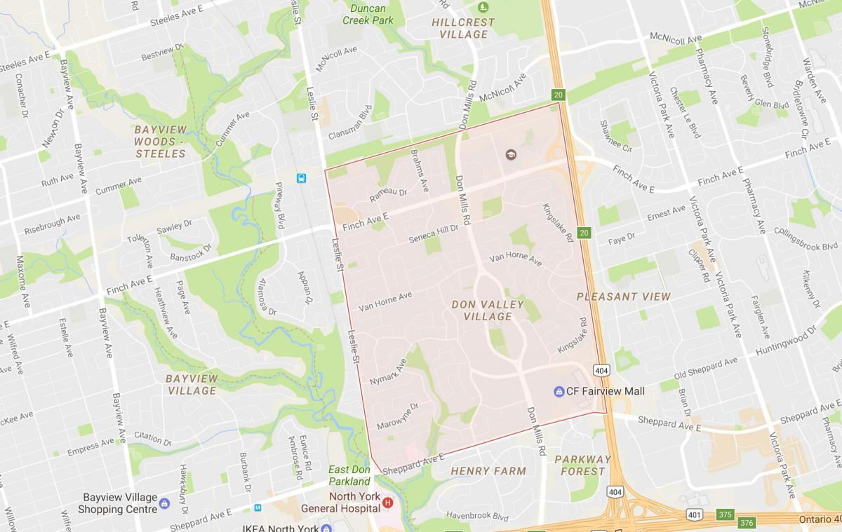 Карта на Дон Вали-Село квартал на Торонто