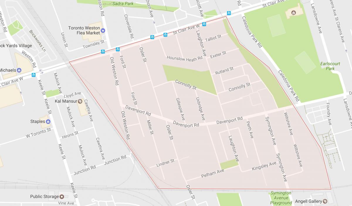 Картата село Карлтън квартал на Торонто