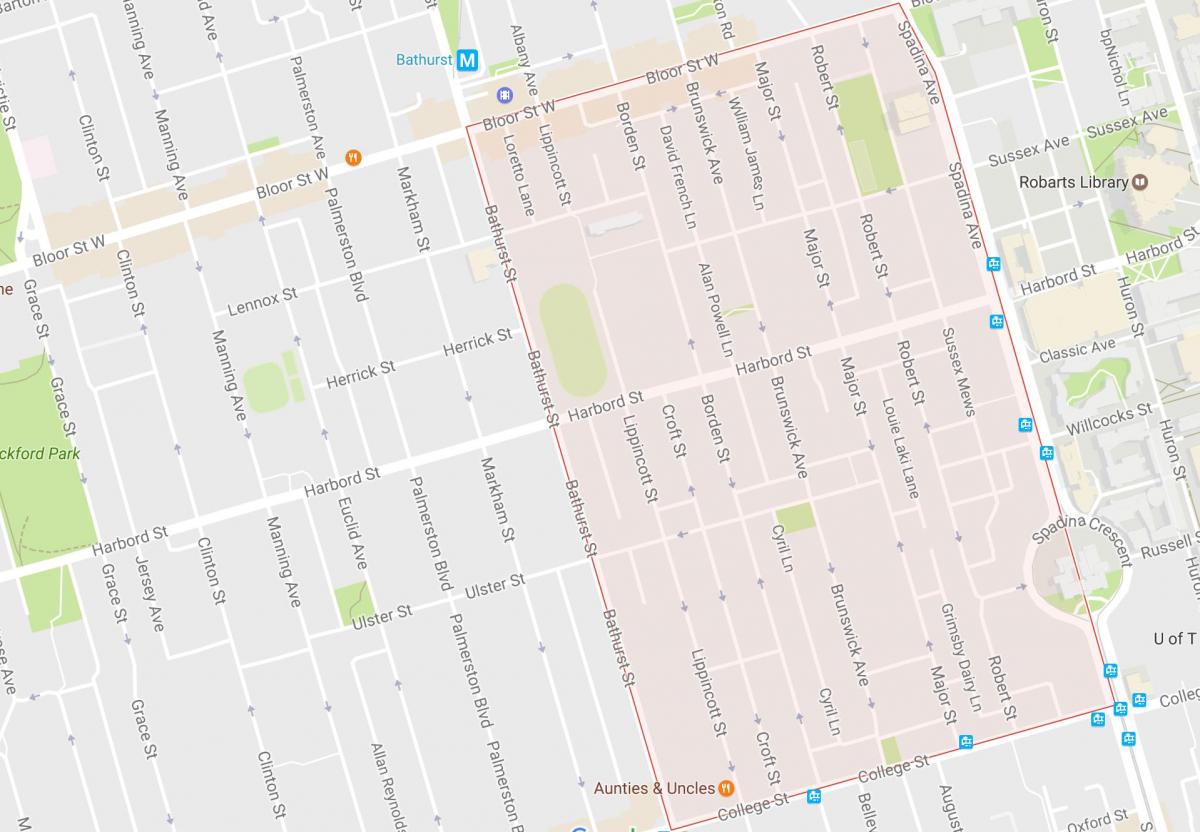Карта Харборд село квартал на Торонто