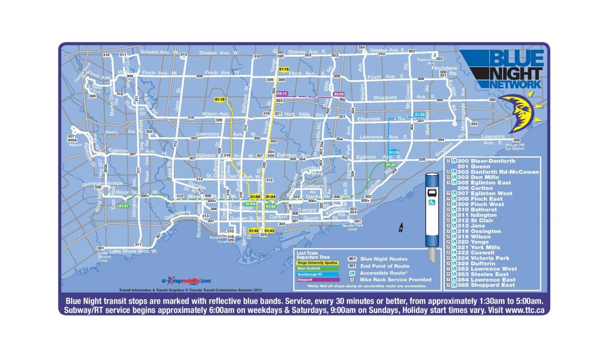 Карта сини нощи мрежа TTC 
