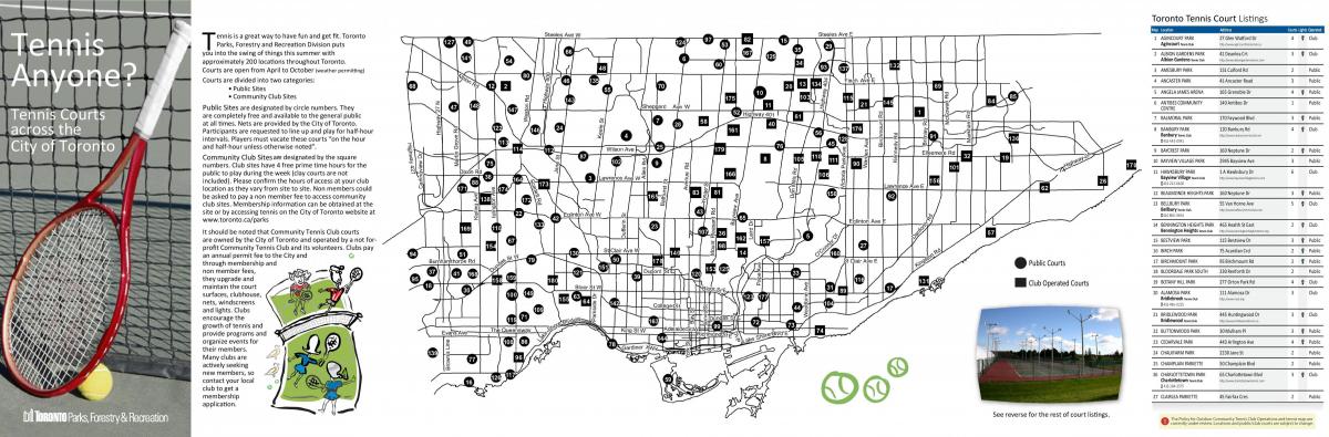 Карта на тенис кортове Торонто