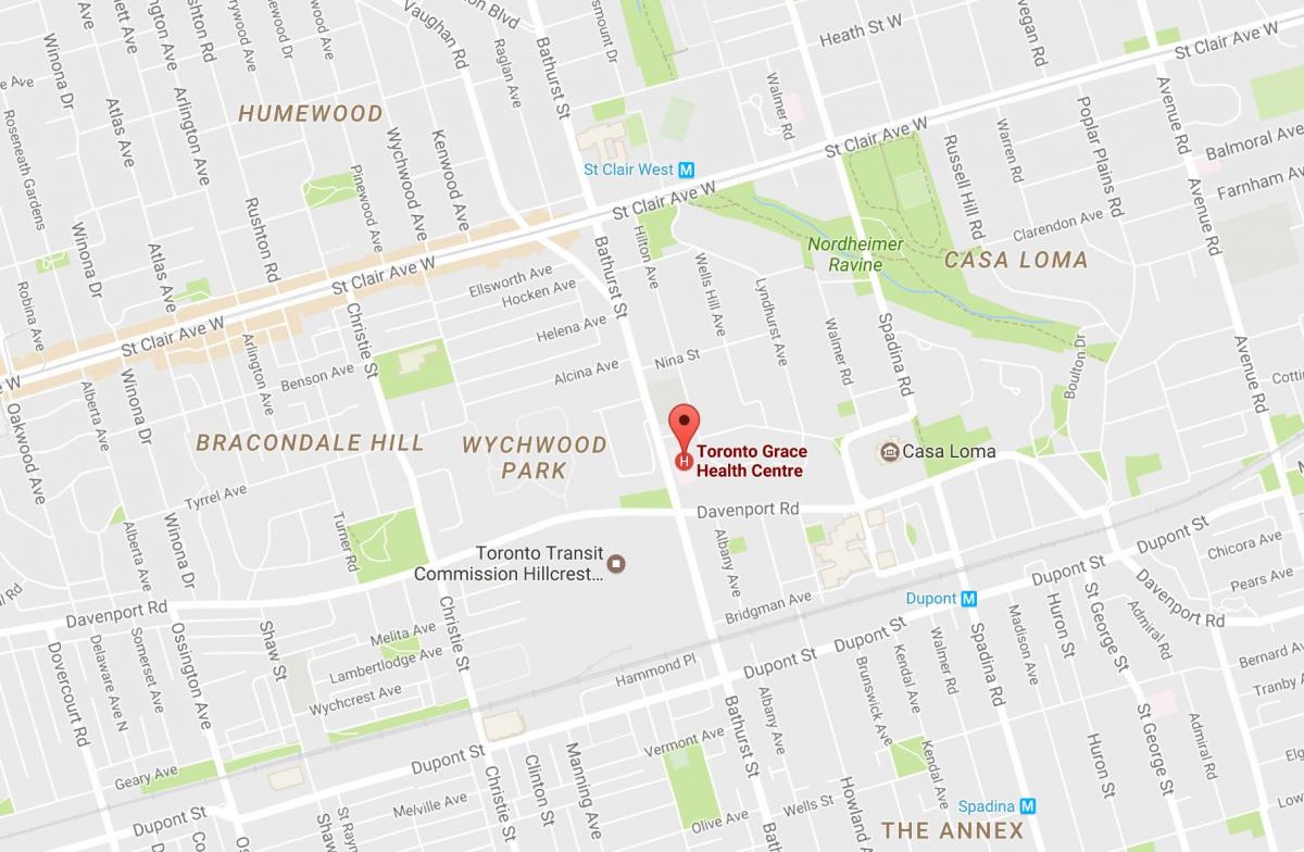Карта на Торонто център за здраве на благодатта 