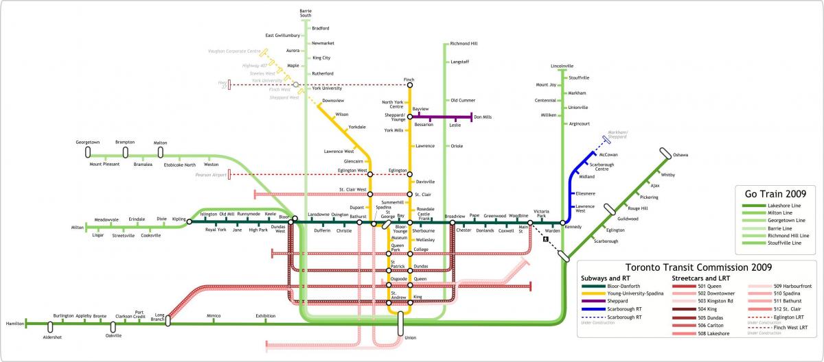 Карта Торонто вървят влакове