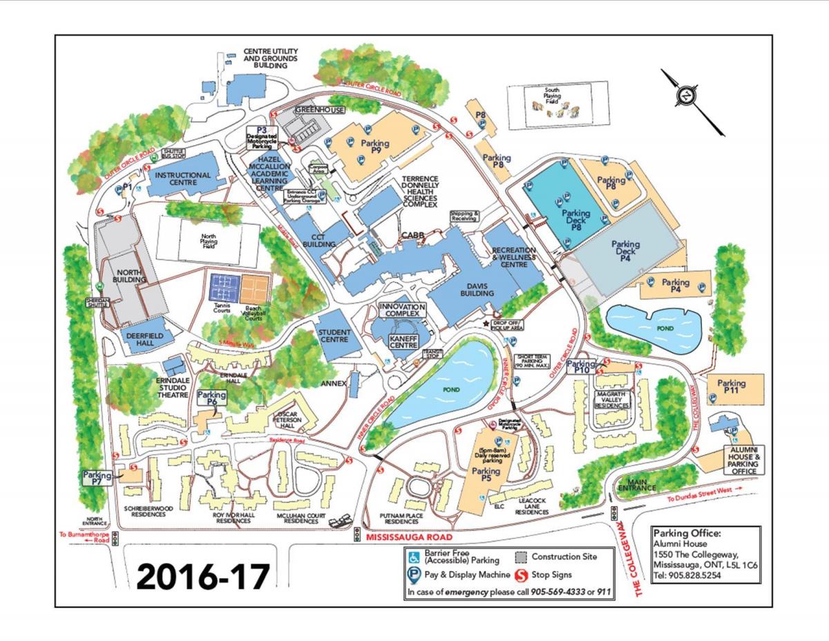 Карта на университета на Торонто Миссисауга паркинг