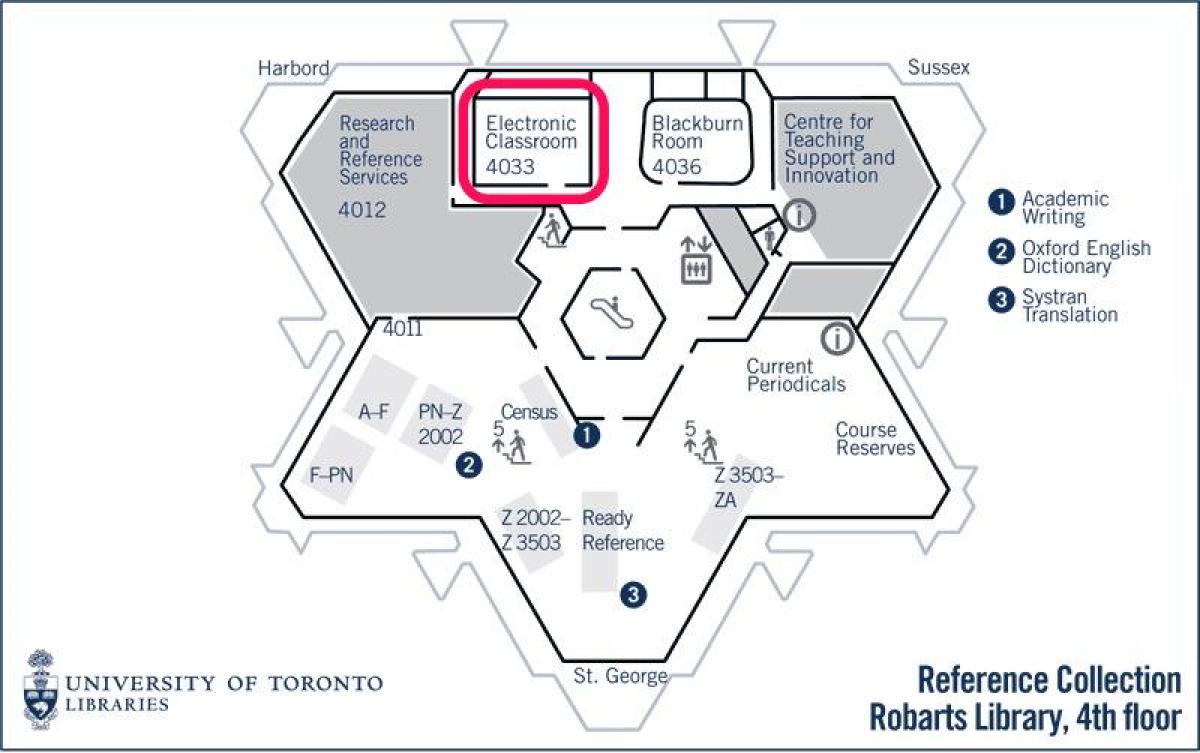 Карта на университета на Торонто Робартс библиотека електронни клас