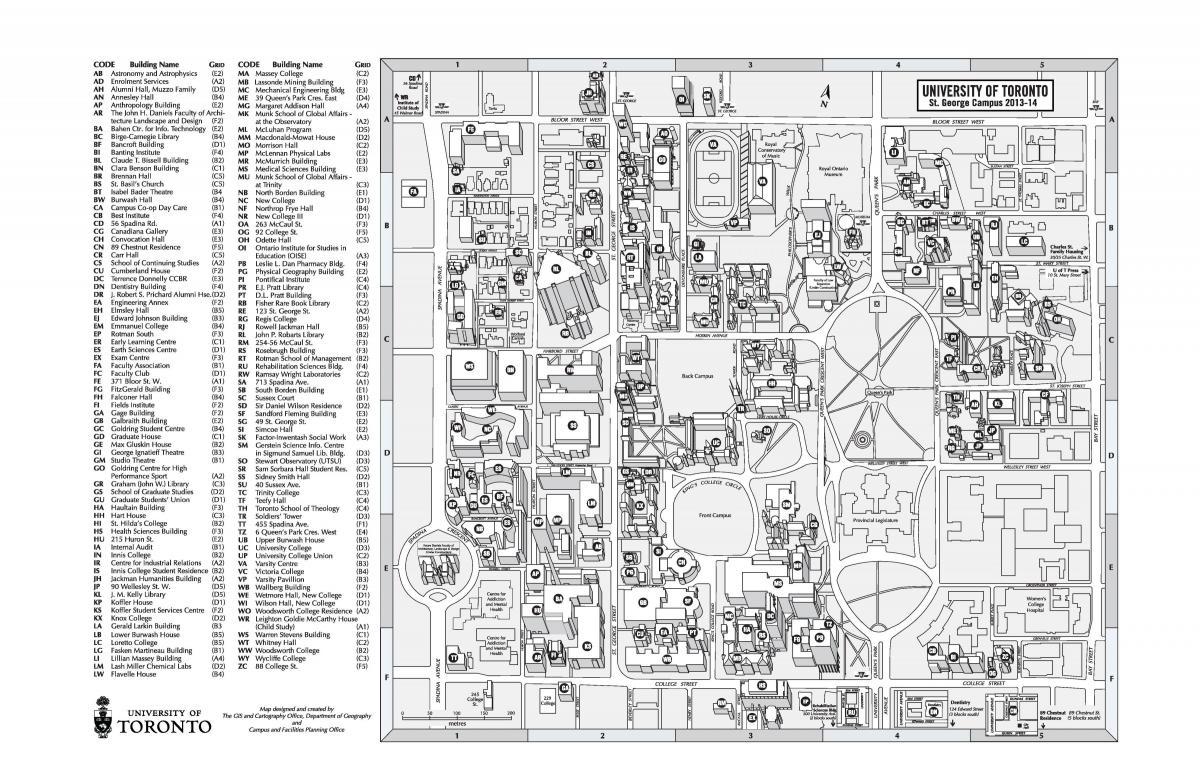 Карта на университета на Торонто в Сейнт Джорджес корпус
