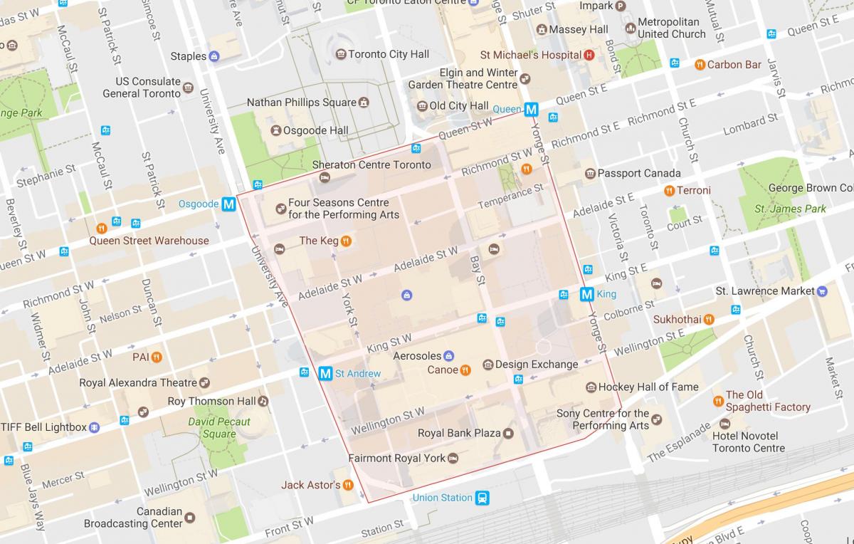 Картата на финансовия квартал на Торонто пространство