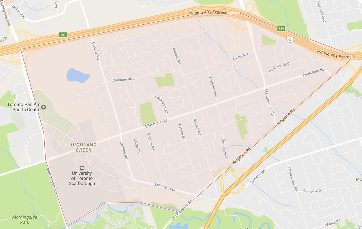 Карта хайленд вик квартал на Торонто