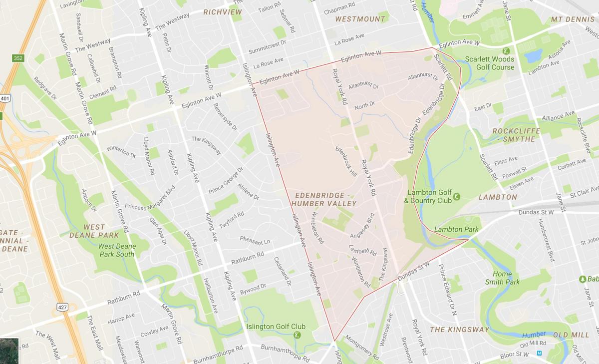 Карта на Хамбер Вали-Село квартал на Торонто
