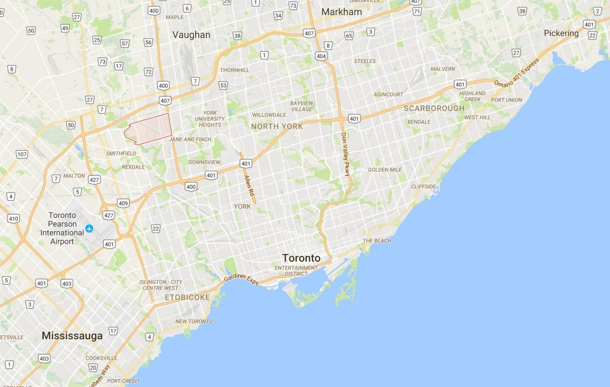 Карта на срещата на върха на Хамбер район на Торонто