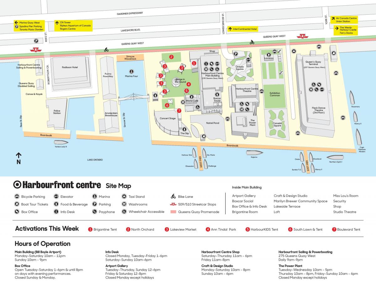 Карта Харборфронт-център, паркинг