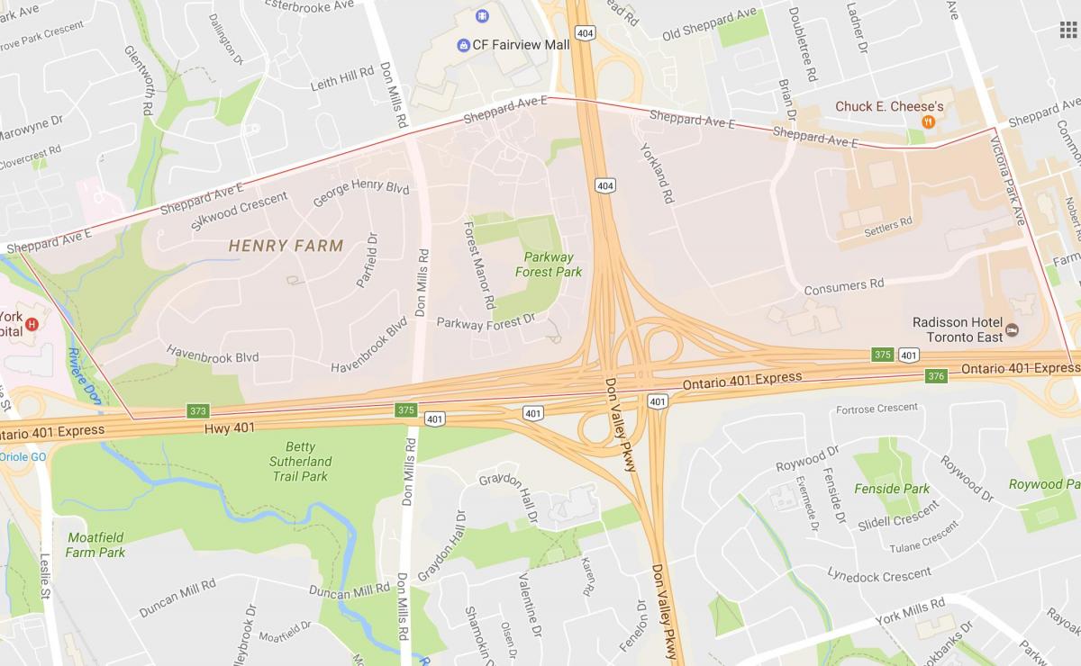 Карта на Хенри Ферма квартал на Торонто