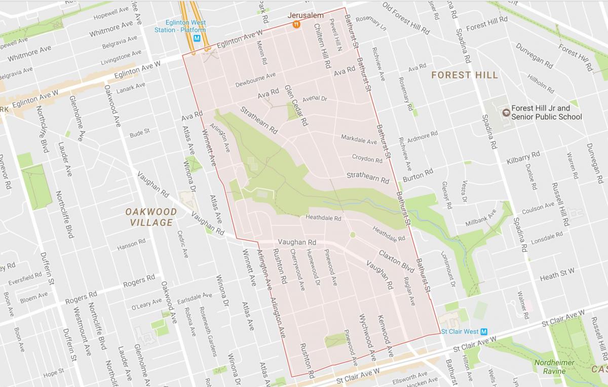 Карта на Hobie–Cedarvale квартал на Торонто