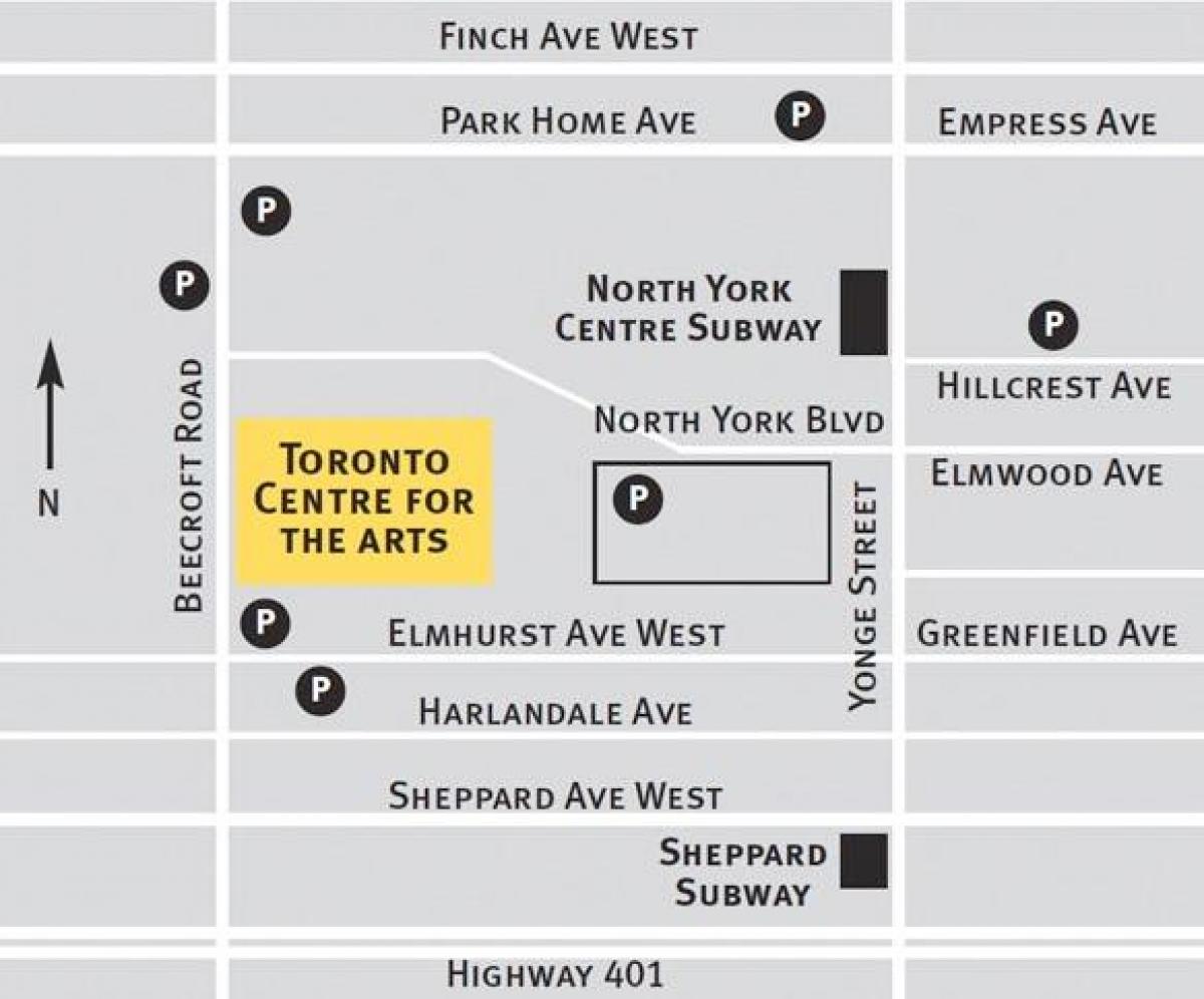 Карта на Торонто център на изкуствата
