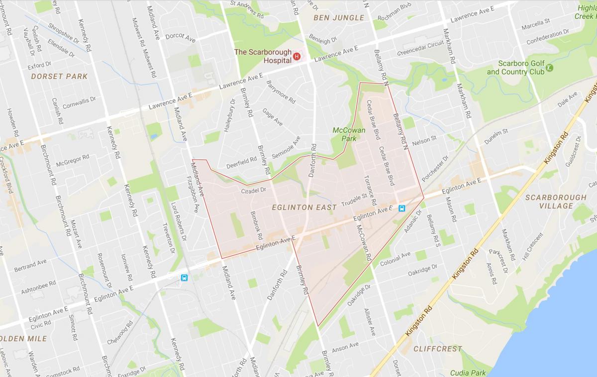 Карта Эглинтон Източния квартал на Торонто