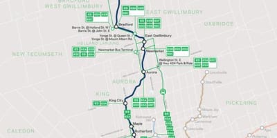 Карта на линията Бари минават транзит