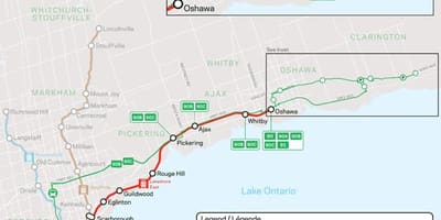 Карта на линията на езерото Изток Транзит
