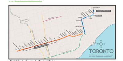 Карта Торонто 5 линии на метрото Эглинтон