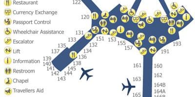 Карта Торонто Пиърсън летище, терминал 1