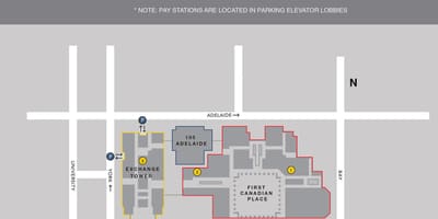 Карта на първо канадския място за паркиране Торонто 