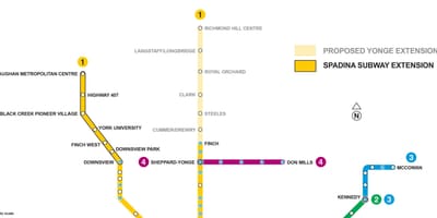 Карта Торонто разширение на метрото 