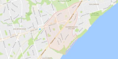 Карта на Scarborough село квартал на Торонто
