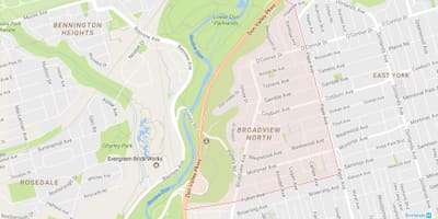 Карта Broadview Северното предградие на Торонто